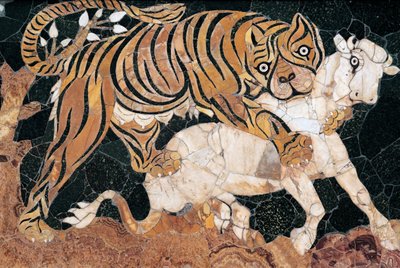 Tiger greift ein Kalb an von Unbekannt Unbekannt